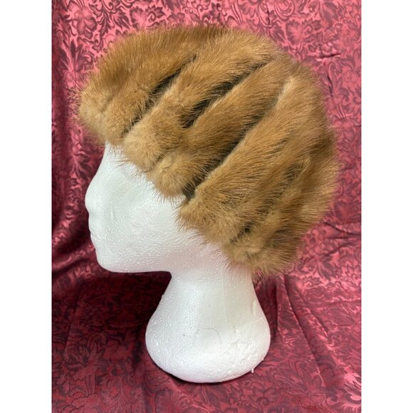 VTG 50s Norman Durand Brown Mink Cap Hat Original Luxe Soft Elastic Band #a main image 9